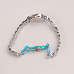 Silver Woman  Chain Watch Black Dial