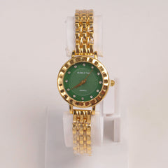 Two Tone Woman  Chain Watch Green Dial