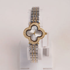 Two Tone Woman Chain Watch Silver Dial