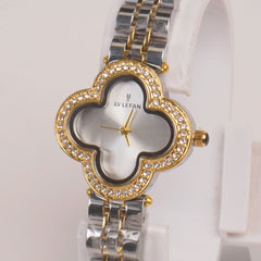 Two Tone Woman Chain Watch Silver Dial