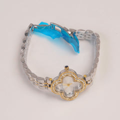 Two Tone Woman Chain Watch Silver Dial