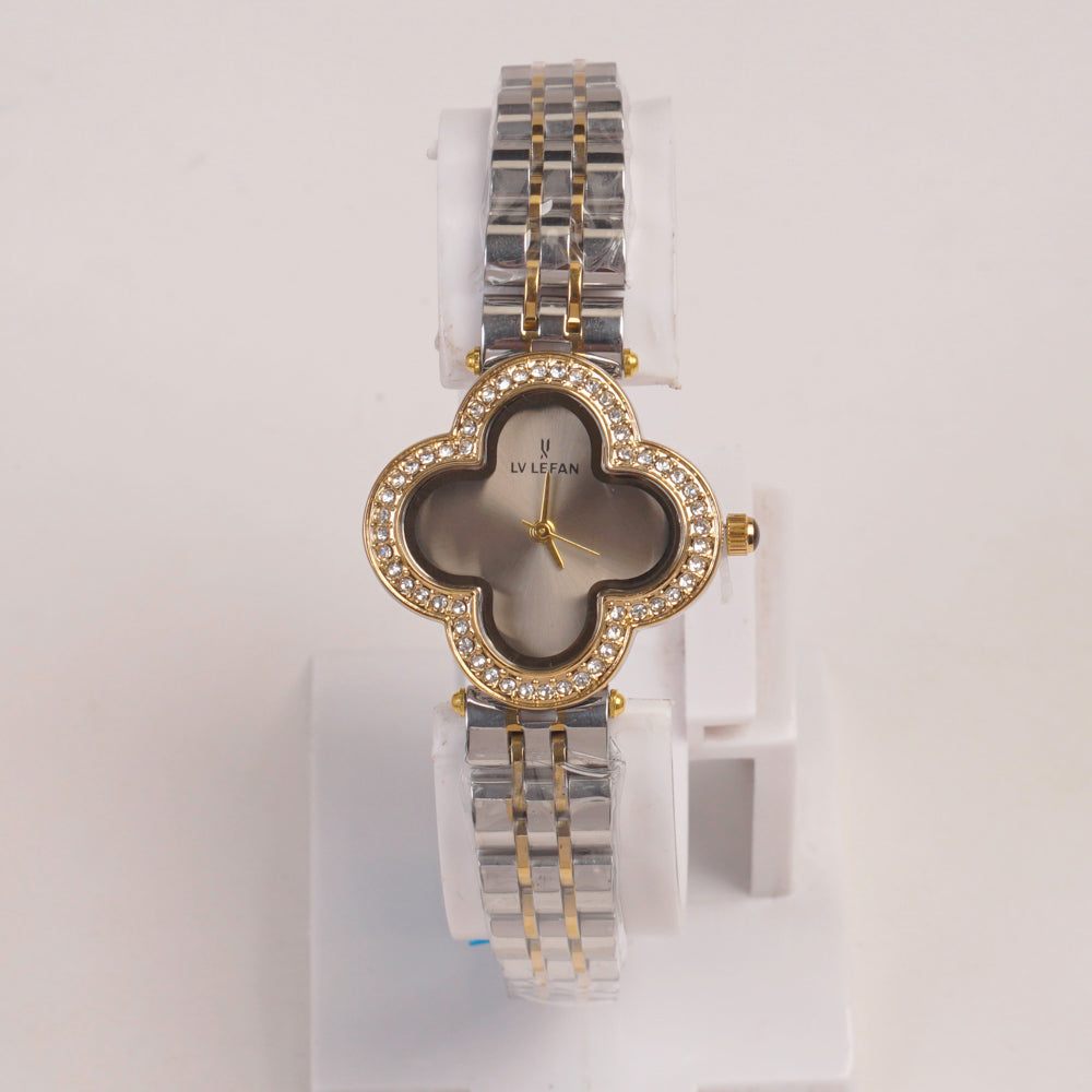Two Tone Woman Chain Watch Grey Dial
