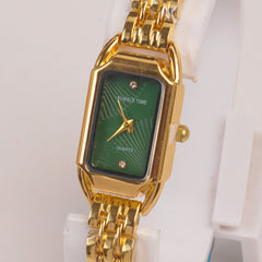 Golden Woman Chain Watch Green Dial