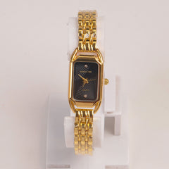 Golden Woman Chain Watch Black Dial