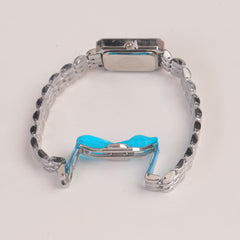 Silver Woman Chain Watch Black Dial