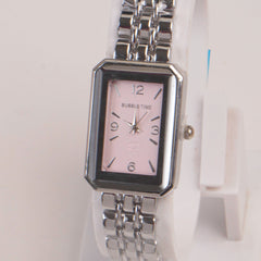 Silver Woman Chain Watch Pink Dial