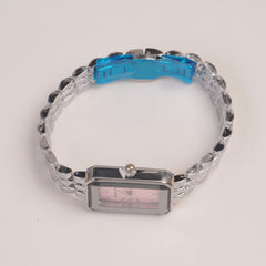 Silver Woman Chain Watch Pink Dial