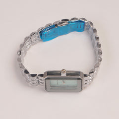 Silver Woman Chain Watch Cyan Dial