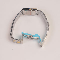 Two Tone Woman Chain Watch  White Dial