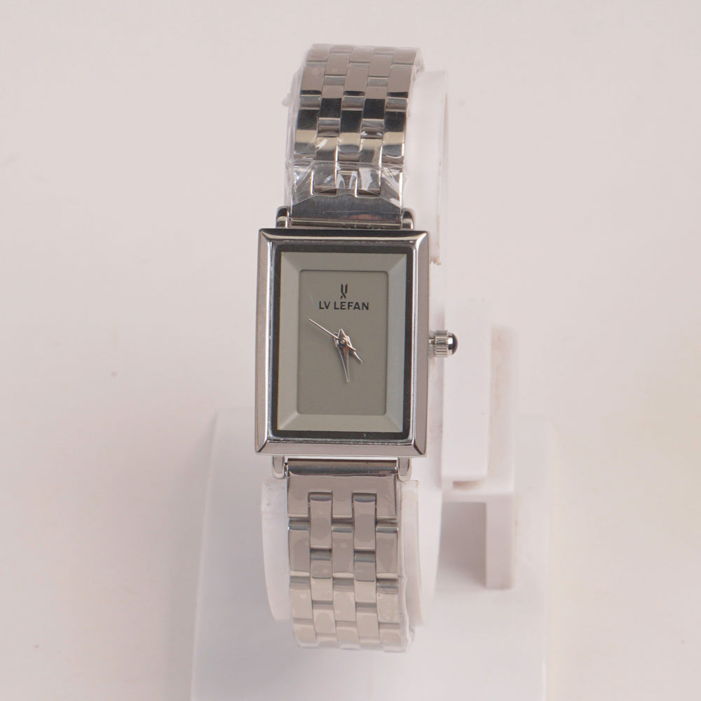 Woman Silver Chain Watch Grey Dial