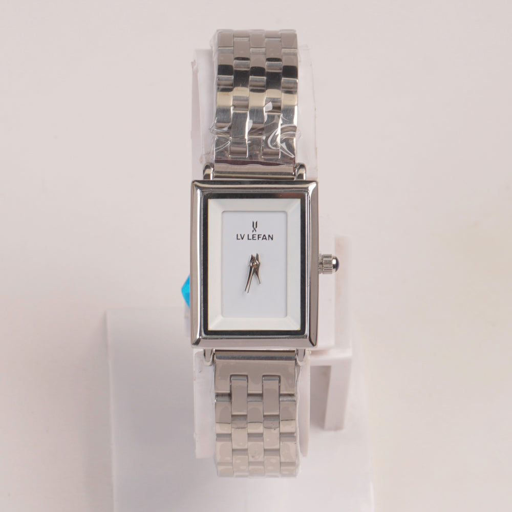 Woman Silver Chain Watch White Dial