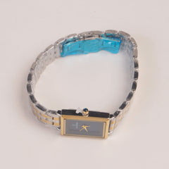 Two Tone Woman Chain Watch  Blue Dial