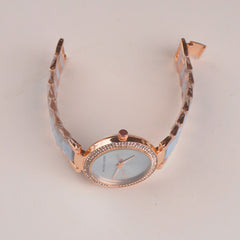 Women Chain Wrist Watch Plain Design Rosegold Cyan