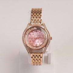Woman Rosegold Chain Watch Pink Dial