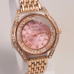 Woman Rosegold Chain Watch Pink Dial