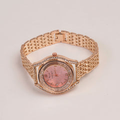 Woman Rosegold Chain Watch Pink Dial