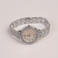 Woman Silver Chain Watch White Dial