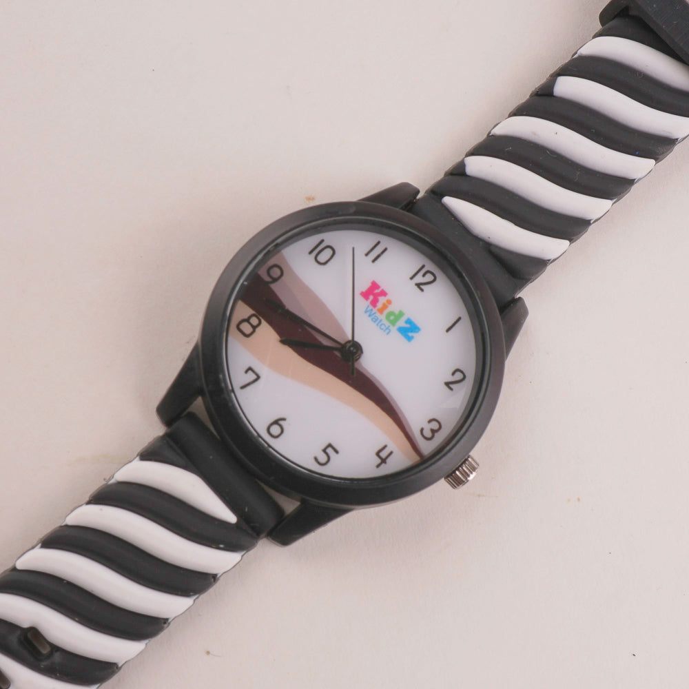 Rubber Strap Fashion Dial Wrist Watch Black