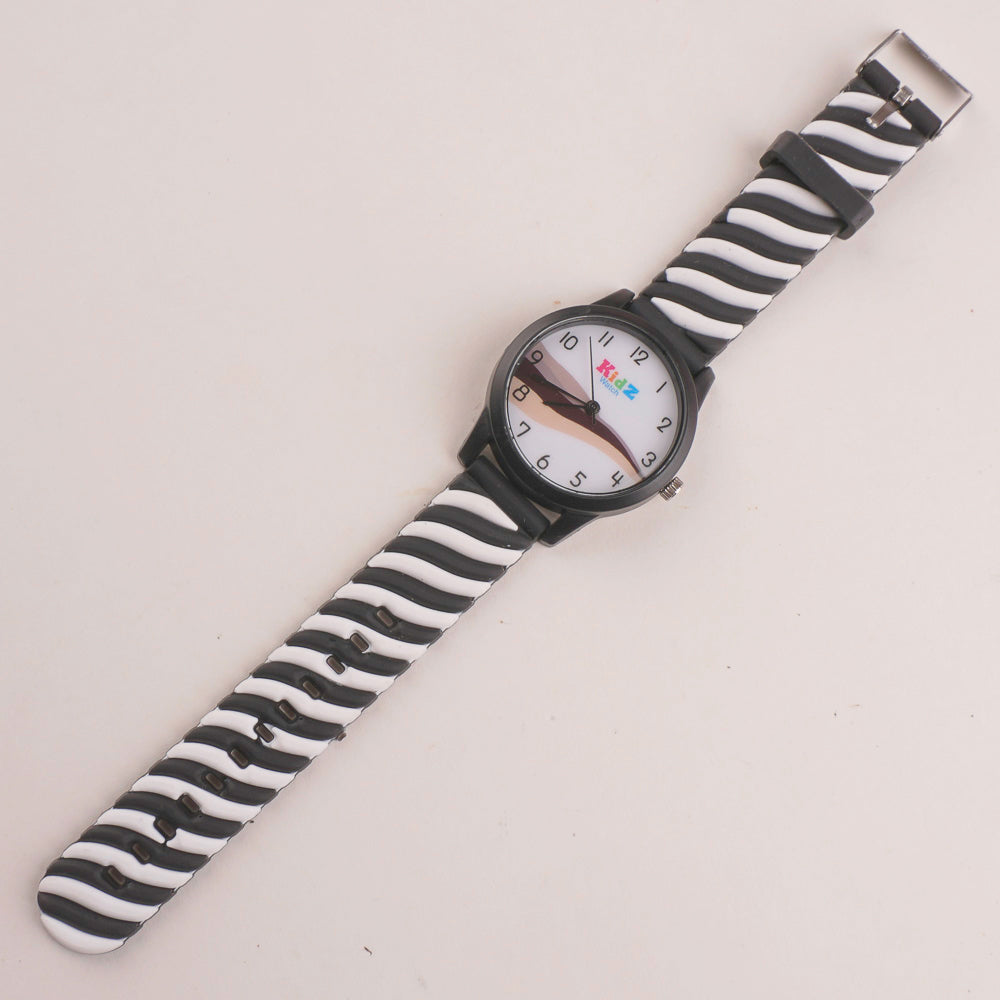 Rubber Strap Fashion Dial Wrist Watch Black