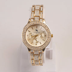 Woman Golden Chain Watch Golden Dial
