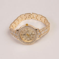 Woman Golden Chain Watch Golden Dial