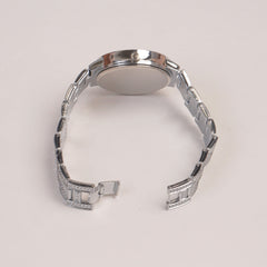 Woman Silver Chain Watch Pink Dial