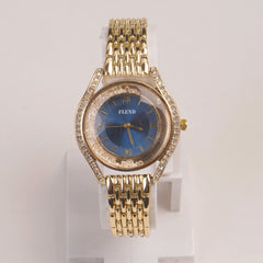 Woman Golden Chain Watch Blue Dial