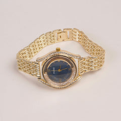 Woman Golden Chain Watch Blue Dial