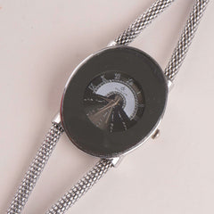 Women's Stylish Chain Watch Silver Black