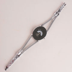 Women's Stylish Chain Watch Silver Black