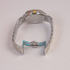 Two Tone Mans Chain Wrist Watch Black Dial