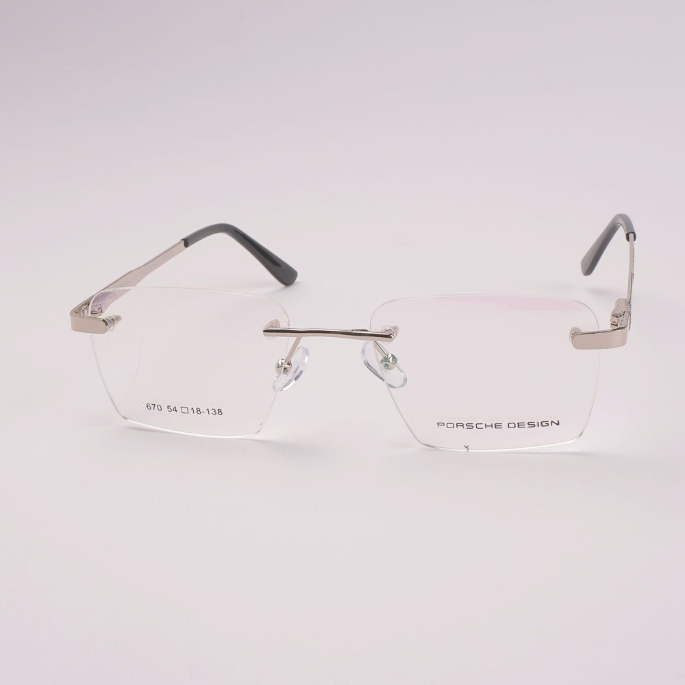 Frame less Optical Frame For Man & Woman Silver