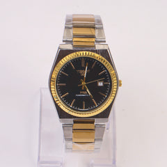Two Tone Mans Chain Wrist Watch Black Dial