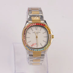 Two Tone Mans Chain Wrist Watch White Dial