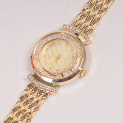 Woman Golden Chain Watch Golden Stone Dial