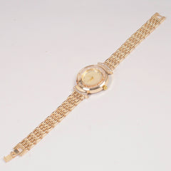 Woman Golden Chain Watch Golden Stone Dial