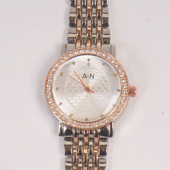 Two Tone Woman Rosegold Silver Chain Watch Silver