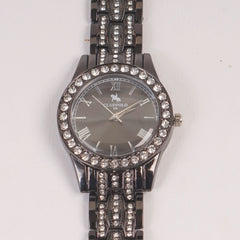 Woman Black Chain Watch Black Stone Style