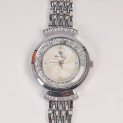 Woman Silver Chain Watch White Dial Stone