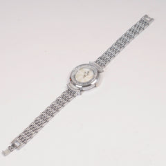 Woman Silver Chain Watch White Dial Stone