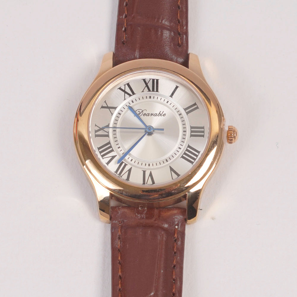 Woman Rosegold Dial Watch with Leather Straps