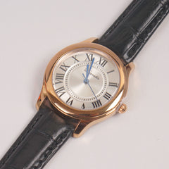Woman Rosegold Dial Watch with Leather Straps Black