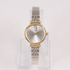 Two Tone Woman Silver Chain Watch Silver Dial
