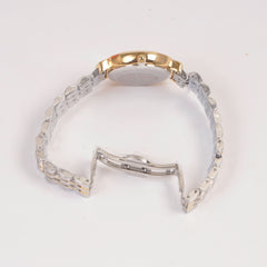 Two Tone Woman Silver Chain Watch Silver Dial