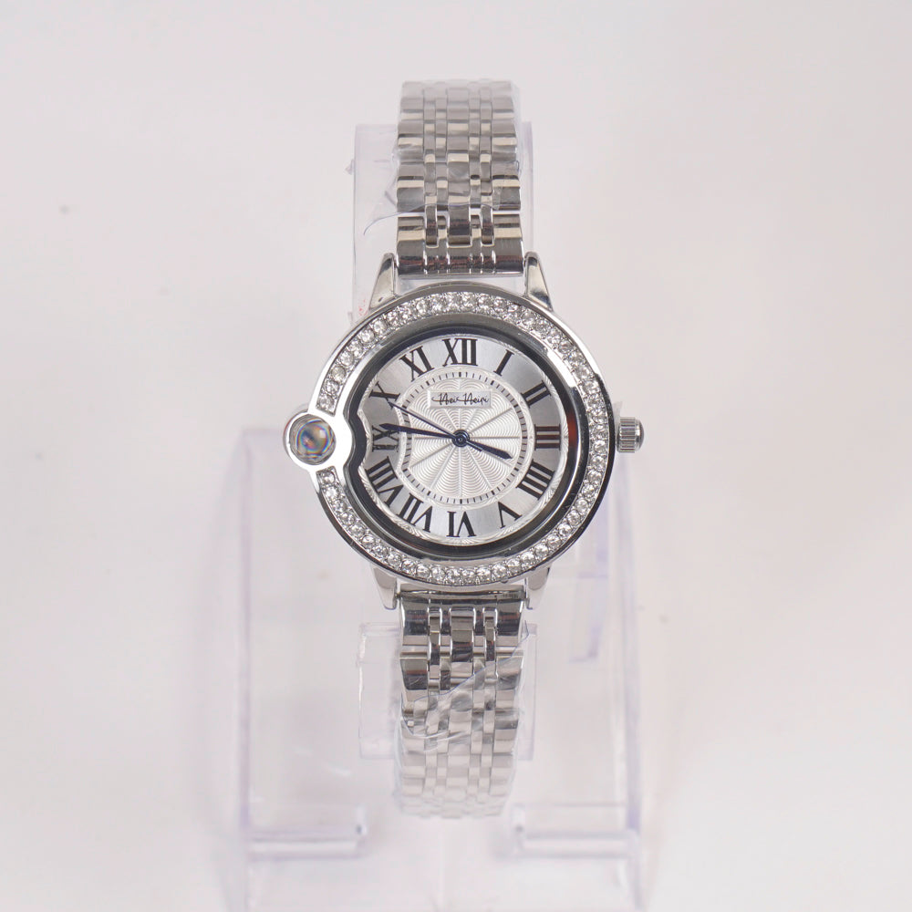 Woman Silver Chain Watch Silver Stone Dial