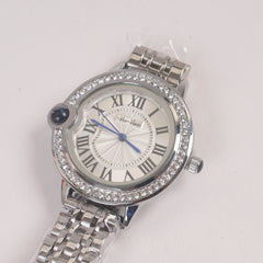 Woman Silver Chain Watch Silver Stone Dial
