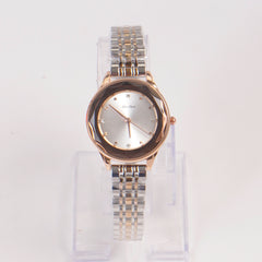 Two Tone Woman Silver Chain Watch Rosegold White