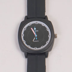 Woman Watch Black Dial With Rubber Straps