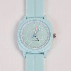Woman Watch Cyan Dial With Rubber Straps
