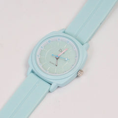 Woman Watch Cyan Dial With Rubber Straps